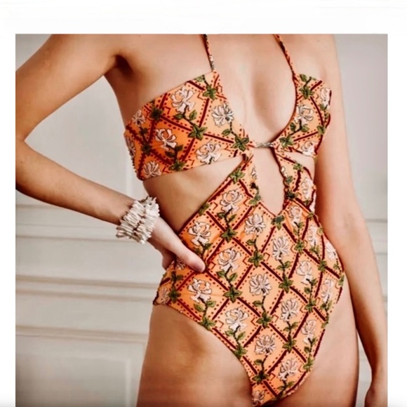 Agua by Agua Bendita Majorana Herbal Hand Embroidered Swimsuit US2/XS